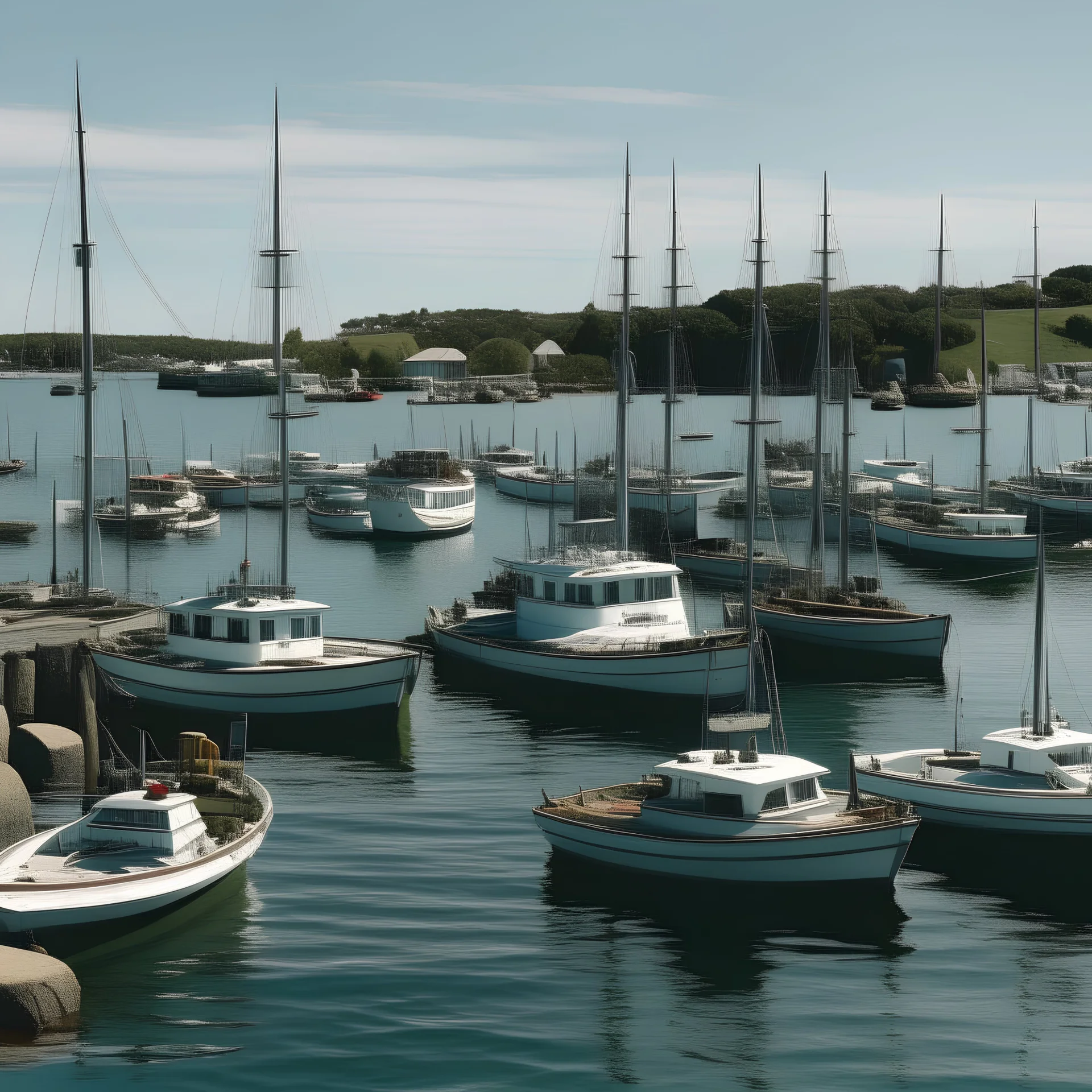 A harbor with some boats