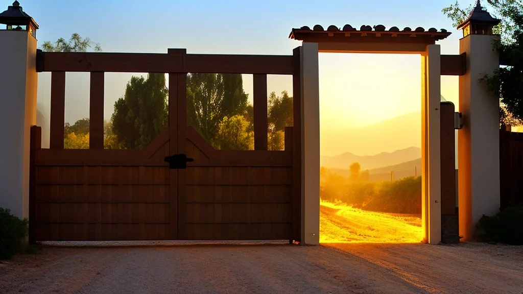 bright light beyond a huge gate