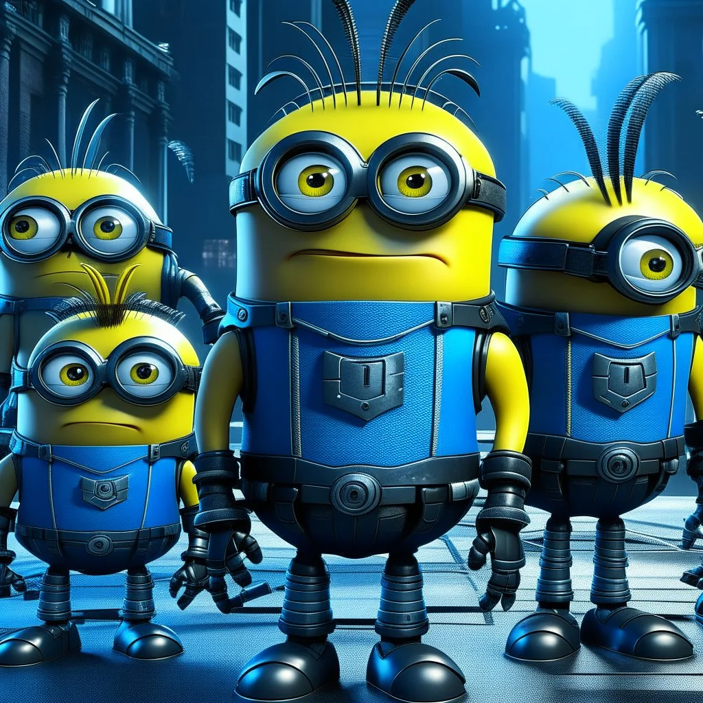 In a big cyber city cross cyber punk minions from despicable minions