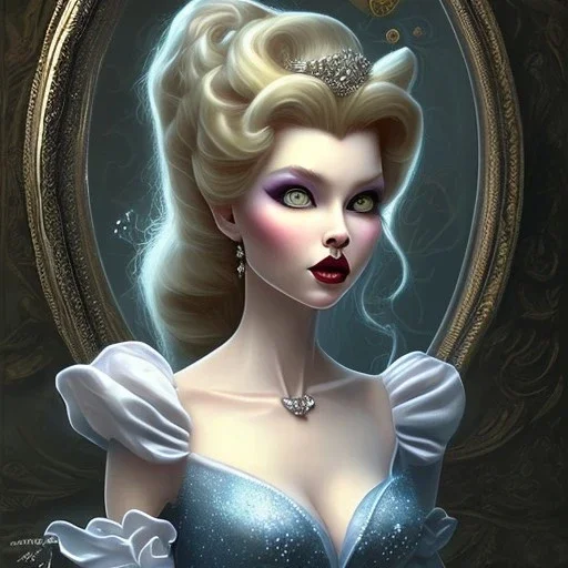 extrem tim burton style cinderella, ultra detailed,