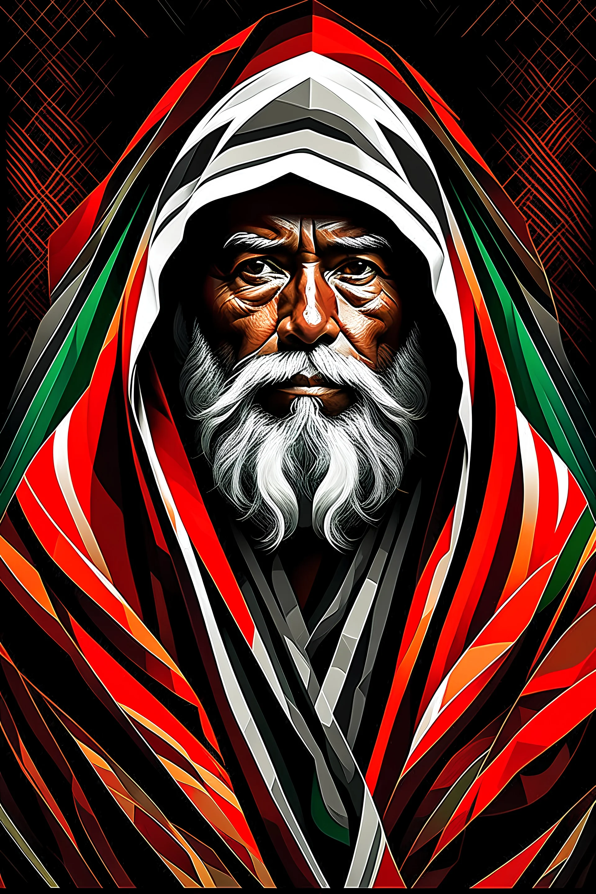 Digital art, high quality, digital masterpiece, natural illumination, Colorful, Comicbook style, epic film style, (upper body:1), (1 tan man with white beard dressed with a peruvian poncho and a peruvian chullo:3), (Red and Black peruvian poncho:1.5), (red peruvian poncho:1.5),(White beard:1.5), (looking at the right, on a horse:1.8)