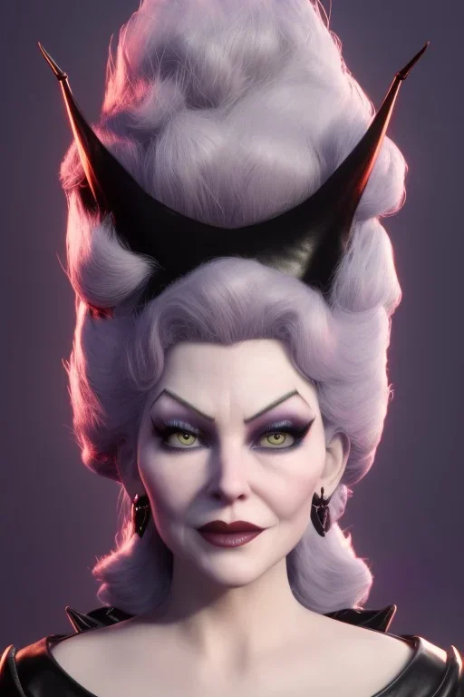 Mae West as evil queen in black leather, leather, busty, cleavage, angry, stern look. character design by cory loftis, fenghua zhong, ryohei hase, ismail inceoglu and ruan jia. unreal engine 5, artistic lighting, highly detailed, photorealistic, fantasy