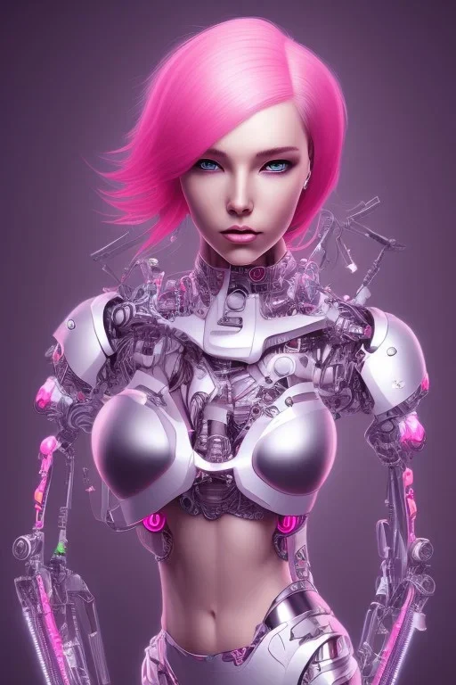 cyborg, pink hair,seven