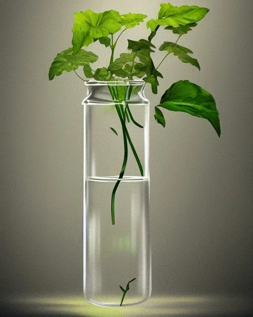 a glass jar test tube filled with plants, highly detailed, digital art, sharp focus, trending on art station, illustration