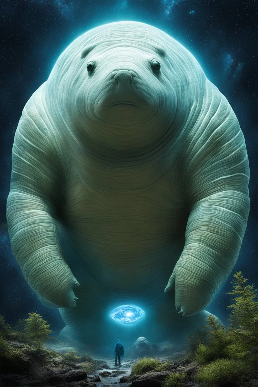 As the giant tardigrade moves closer, its presence becomes palpable. The air thickens with anticipation, the temperature dropping as if the very essence of life is being drained. It emanates an aura of ancient knowledge, a connection to realms beyond human comprehension. The crew members, their Star Trek uniforms a stark contrast to the creature's organic form, ready themselves for a confrontation. But the captain, ever the seeker of truth, approaches the giant tardigrade with caution and respec