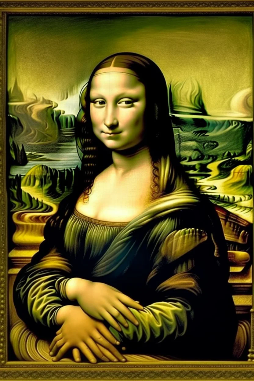 Mona Lisa with prominent breasts painted by Van Gogh