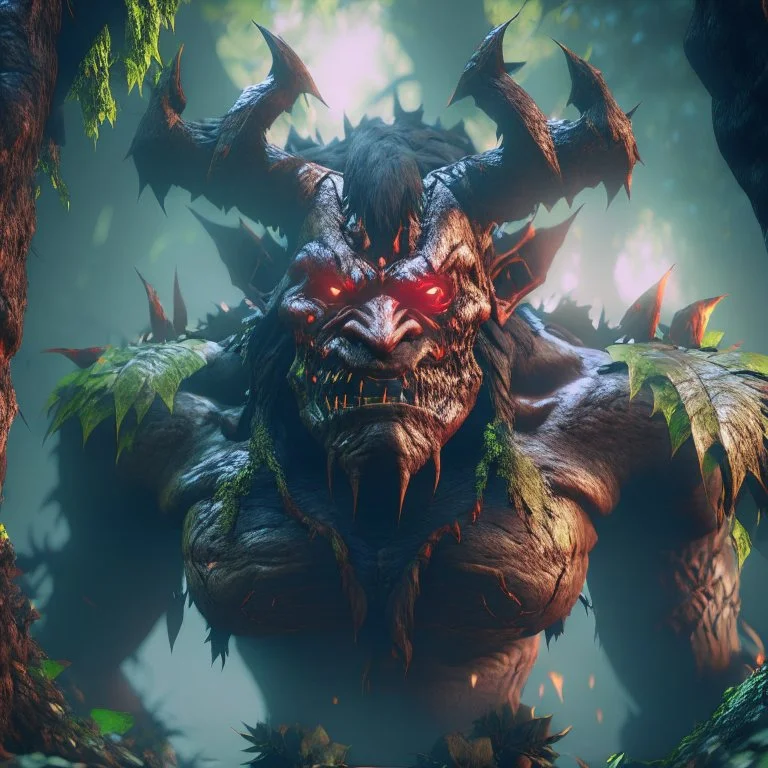 giant jungle demon lord, unreal engine 5, 8k resolution, photorealistic, ultra detailed