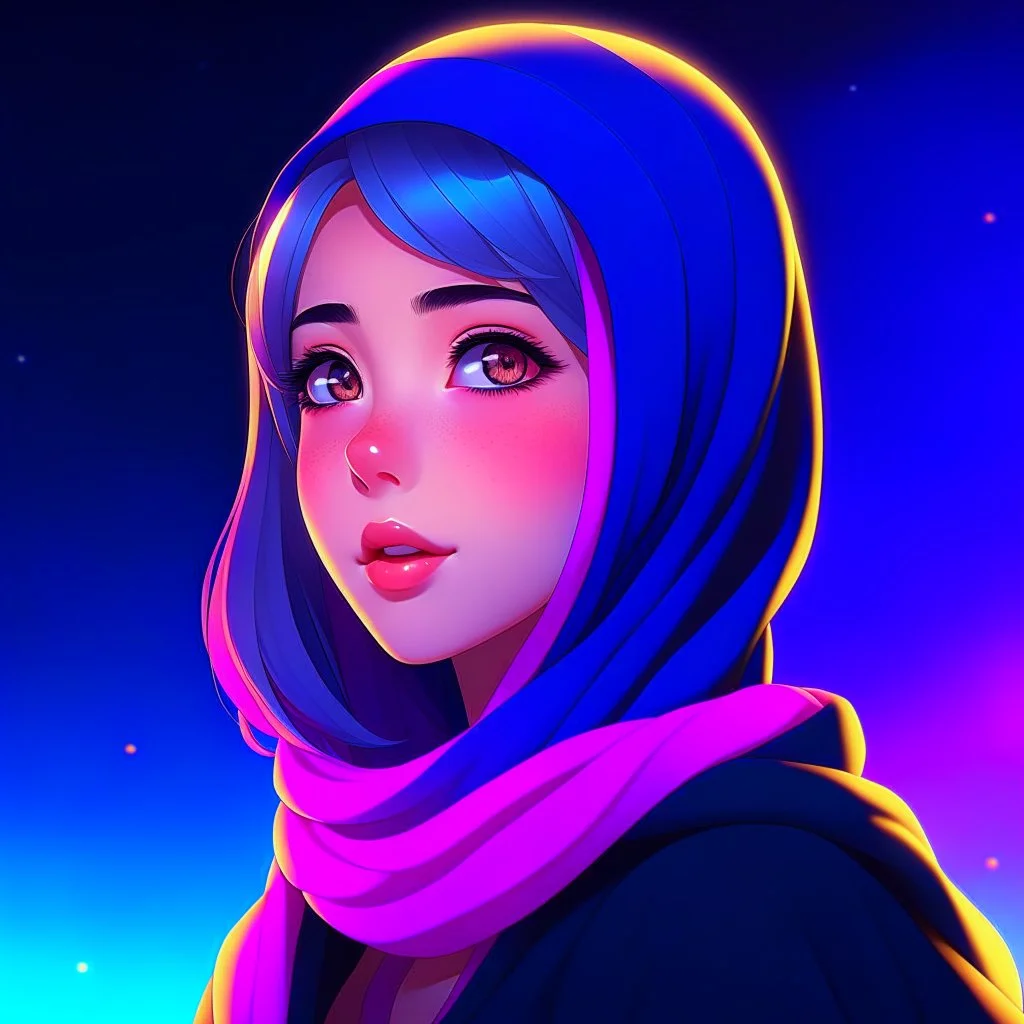 A hejab girl , vectorized , anime , 8k