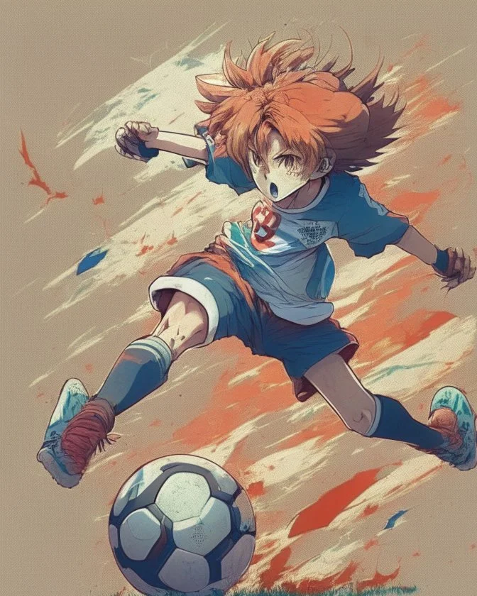 Anime design playing soccer