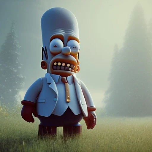 Full body, 3d render, homer simpson 1800's men style, 1800's hair style, 1800's men clothes style, hyper realistic, octane render, unreal engine 5, 8k, palace background, uhd