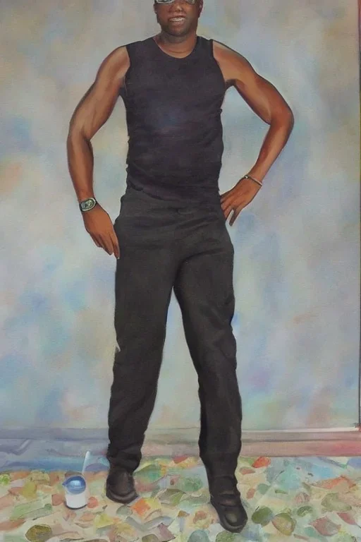 Full body portrait, painting, medium shot lady style of akeem s Roberts