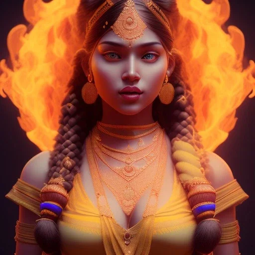 portrait of beautifull cute indian woman set in fire, cinematic lighting, photorealistic, ornate, intricate, realistic, detailed, volumetric light and shadow, hyper HD, octane render, unreal engine insanely detailed and intricate, hypermaximalist, elegant, ornate, hyper-realistic, super detailed --v 4