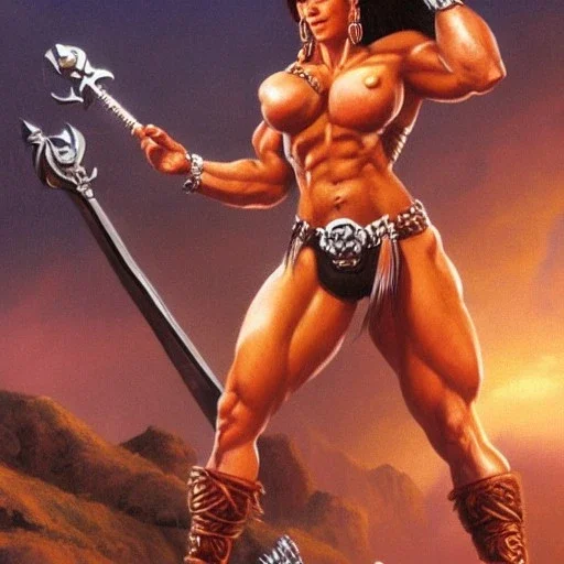 illustration dnd icelandic female bodybuilder barbarian by adrian smith ted nasmith boris vallejo