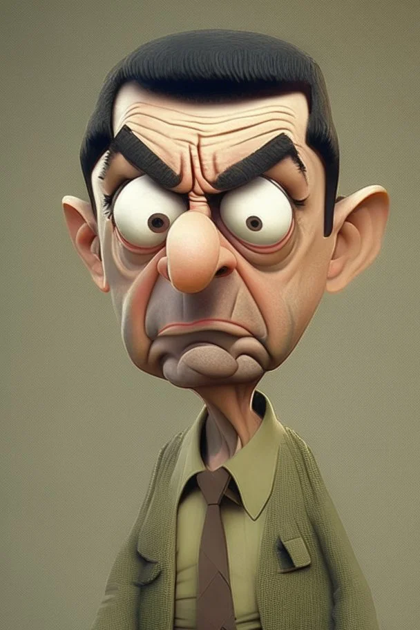 mr bean as rambo, cartoon style, 3d