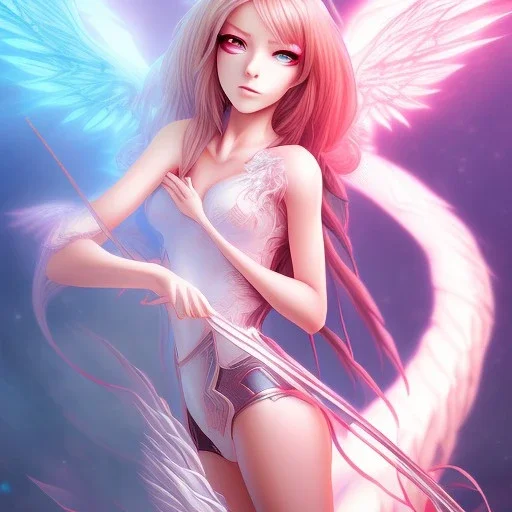 beautiful anime girl,with dragon wings