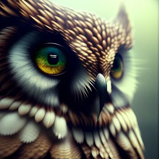 intricate details, realistic, octane, unreal engine, portrait, natural lighting,zoomed out + portrait, volumetric lighting, shiny,extreme detail, Photorealism, High detail, Hyper realistic Owl in forest, macro lens blur,abstract paint, sharp,eos5d mark 4, ef 85mm 5.6, focus, trending by artstation