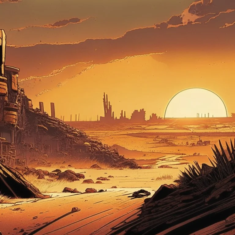 Comic panel. Wasteland.