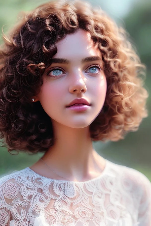 April, Summer Fashion, full body,smooth soft skin, curly hair, detailed eyes, detailed face, looking into camera, intricate, summer outfit, pink, back lighting, realistic concept art, digital painting, rich 3d render, hyper-realistic painting, cinema 4D render, art by WLOP, by Agnes Cecile, Michael Whelan