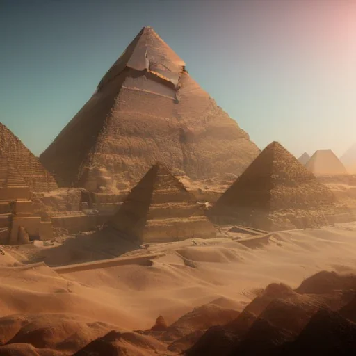 Giza Piramitleri fantasy art, shine lighting, cinematic, extremly, mist, unreal engine 5, cinematic lighting, beautiful