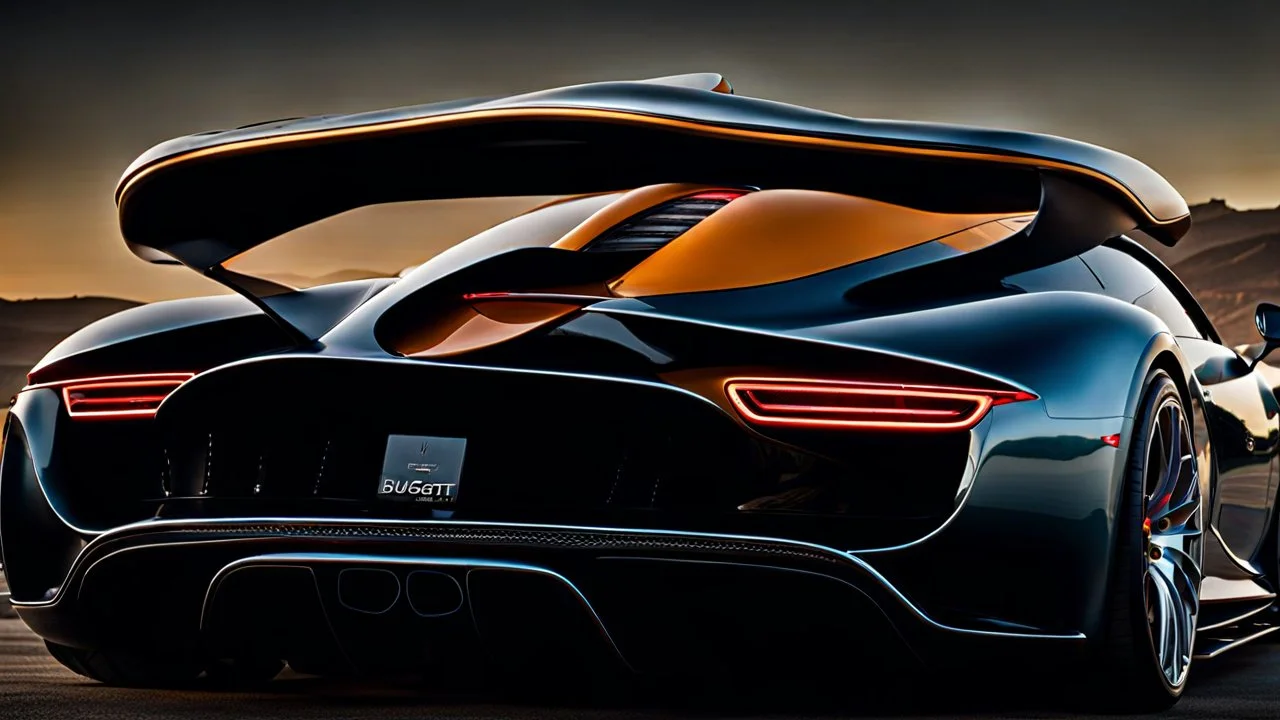 Bugatti x Mercedes Unique UFO, REAR view, perfect model, perfect details, perfect everything,desktop wallpaper, 4K, Cinematic