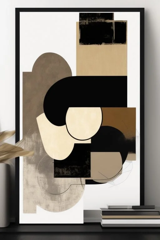 Modern Neutral Abstract Printable Wall Art. Black & Beige Wabi Sabi Abstract Prints, Minimalist Zen Gallery Wall, Japandi Wall Art