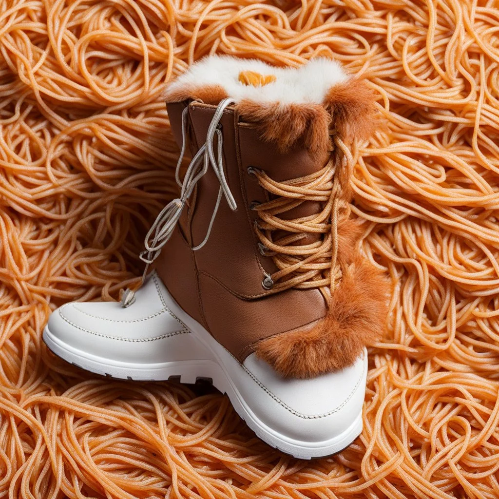 spaghetti bolognese-lined fur boots