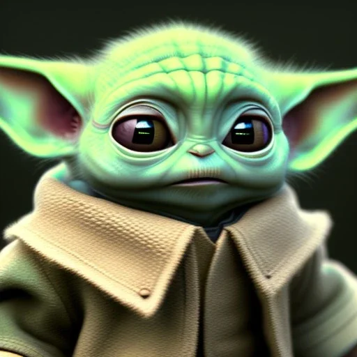 super cute photorealistic portrait of a baby yoda, star wars, intricate, headshot, highly detailed, sharp focus, cinematic lighting,