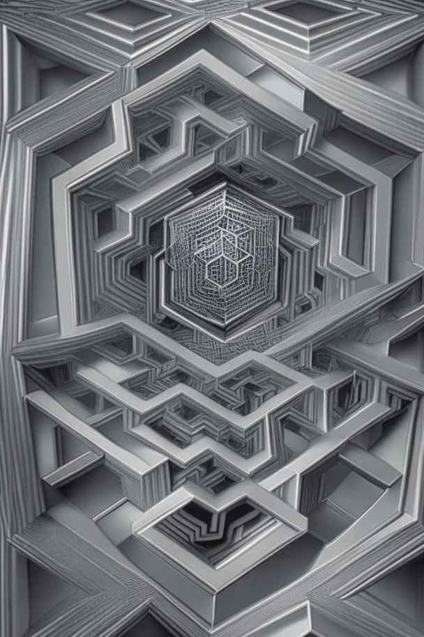 hexagon chrome labyrinth featuring demilich in the style of escher, 8k, trending art