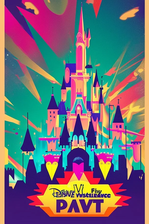 nostalgic Blast from the Past rave party poster cheerfull disney abstract