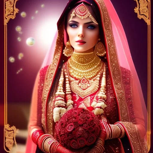 Panjabi beautiful bride in wedding on moon