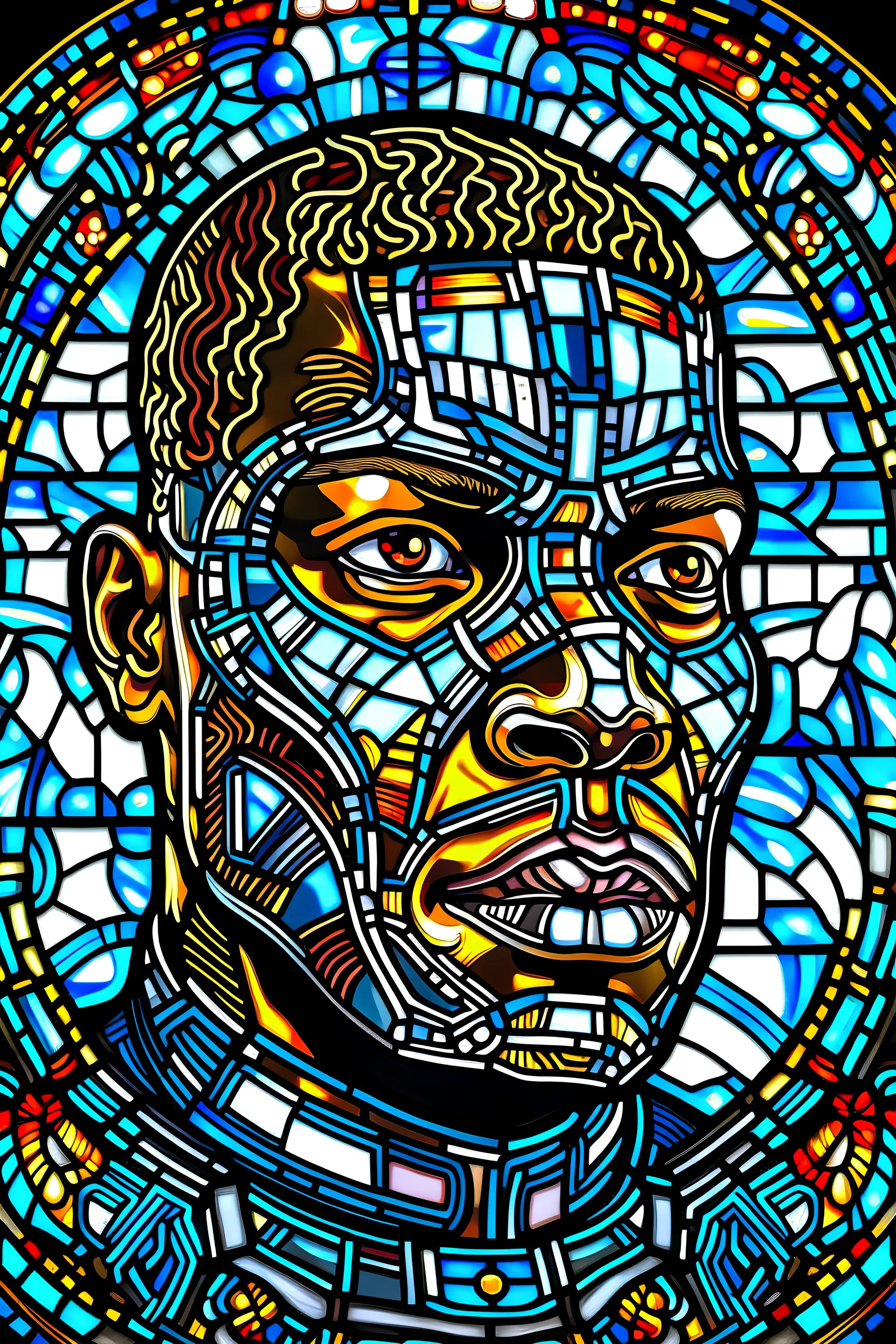 Ray Fisher Cyborg in stained glass