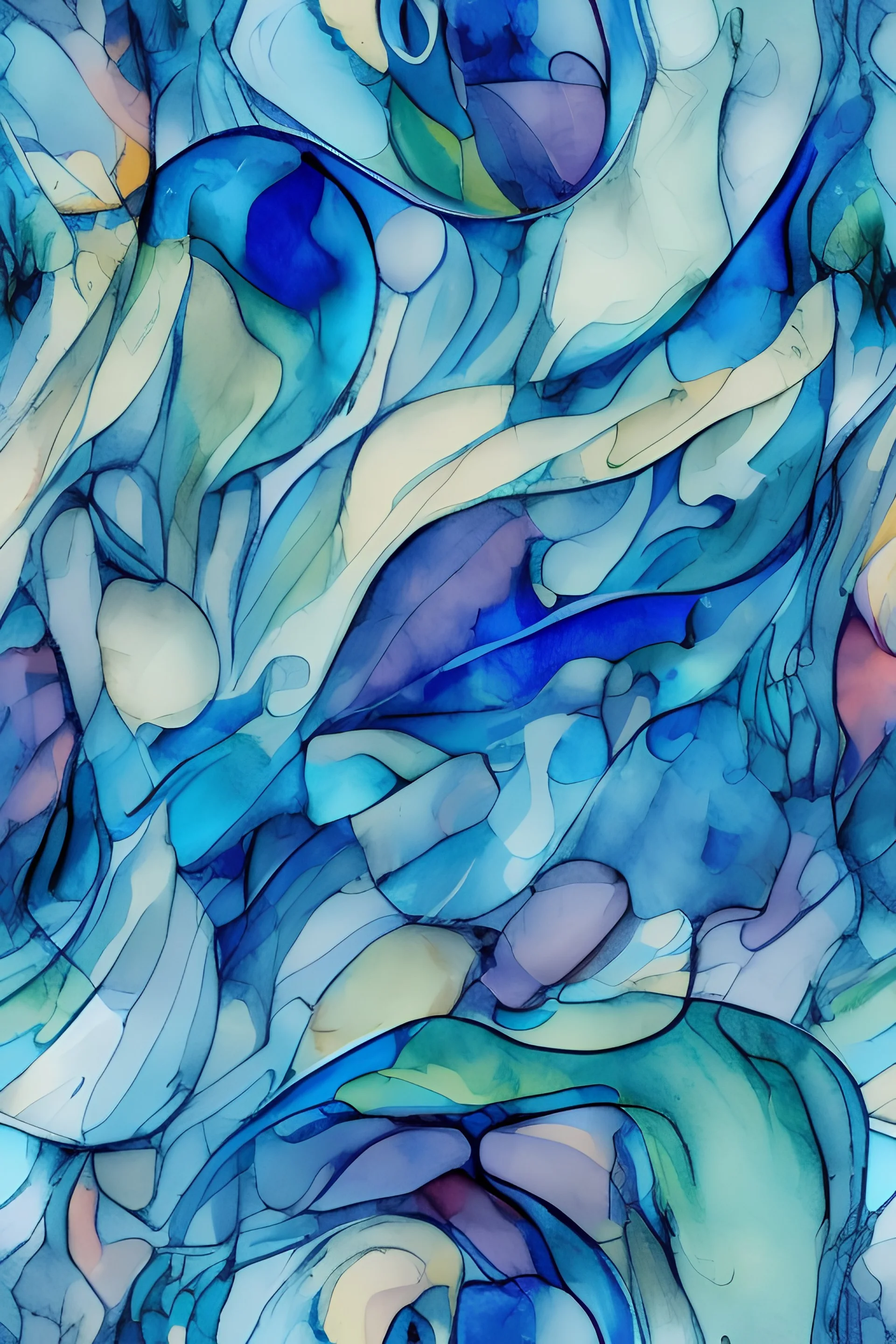 BLUE water color seamless pattern