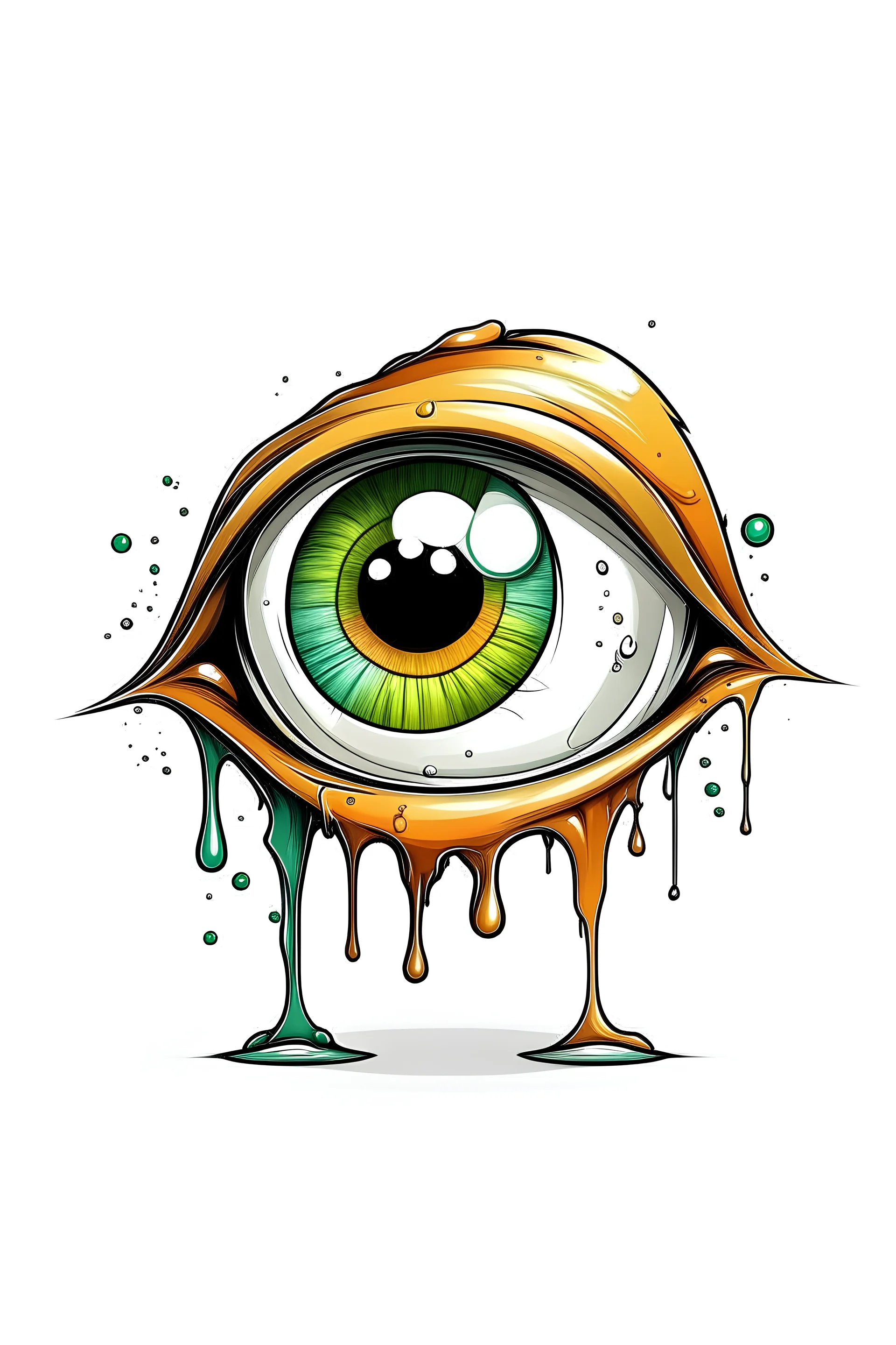 2D art for one eye , white background, full body, cartoon style, no shadows.