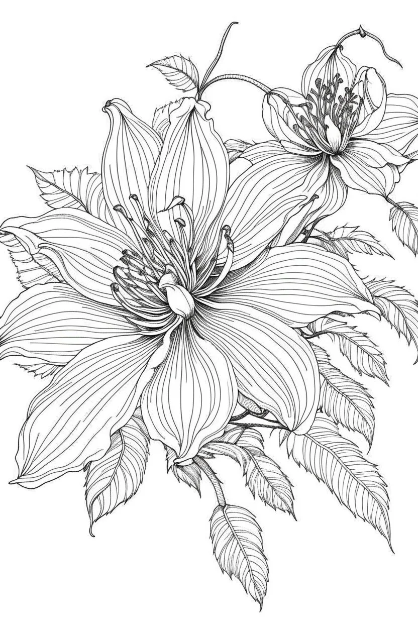 coloring book image of clematis