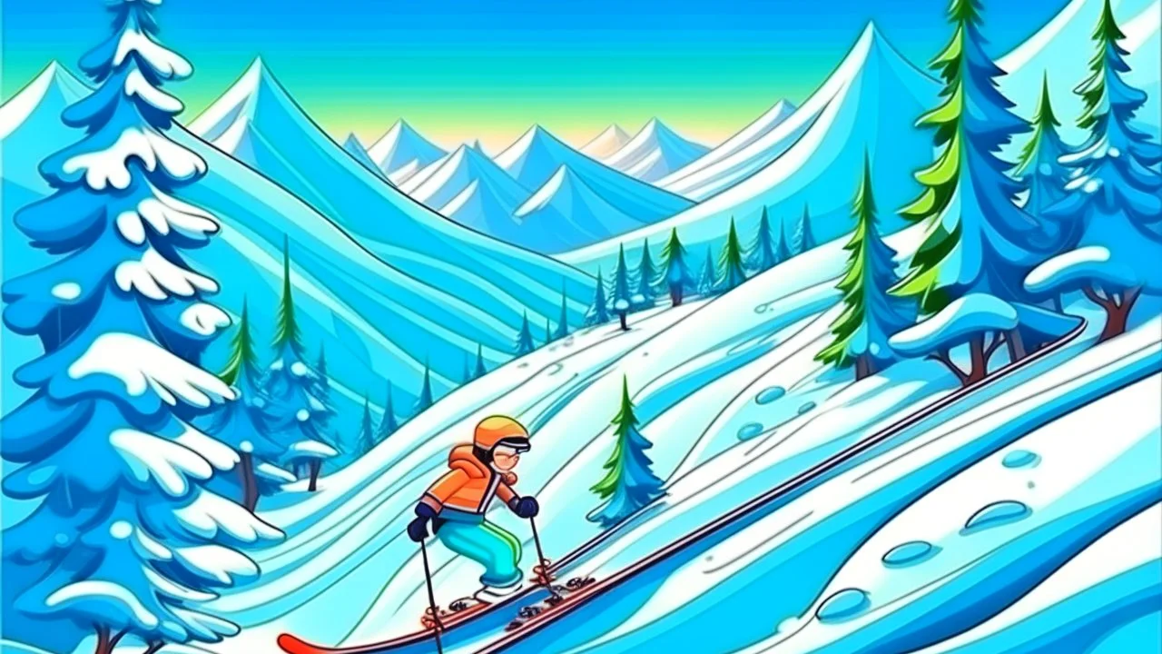 Fantasy cartoon style: downhill ski piste