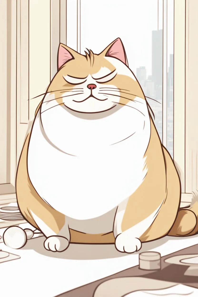 A fat spoiled cat having his hair combed, looking rich,yawny,3d animation ,funny