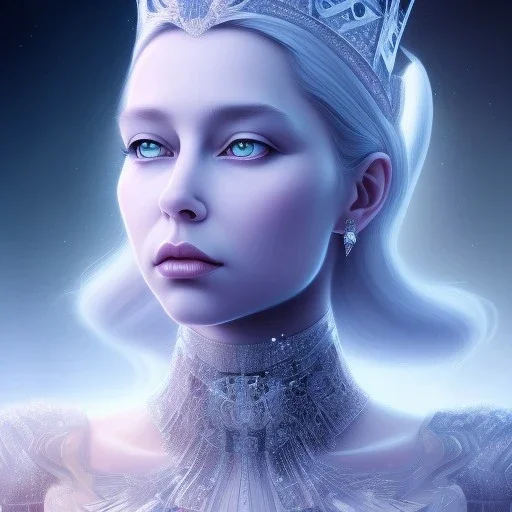 ice kingdom digital painting of queen, a symmetrical face, perfect eyes, full body in crystal - clear ice, void, majestic, ice fractal, Fantasy, Illustration, Character Design, magician