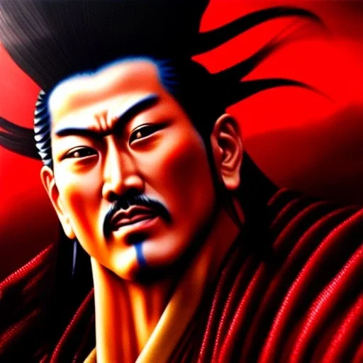 Ultra detailed fullbody Portrait in oil on canvas of Wu-Ruixiang(Samurai Shodown),intense stare,extremely detailed digital painting, extremely detailed face,crystal clear Big eyes,with full head inside portrait, mystical colors ,perfectly centered image, perfect composition, rim light, beautiful lighting,masterpiece,8k, stunning scene, raytracing, anatomically correct, in the style of robert e howard and Ken Kelley and Ohrai Noriyoshi and Simon Bisley and tomzj1