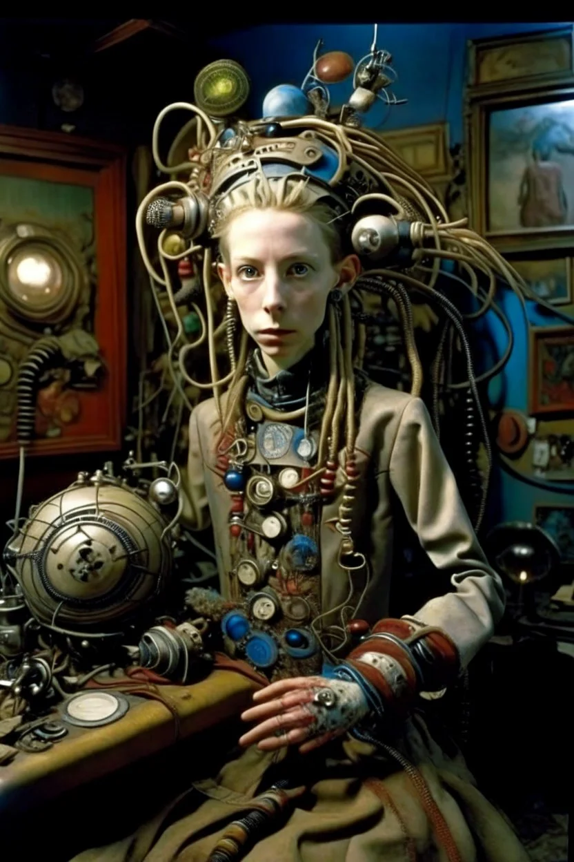 photo by tim walker : loan-blend human-alien biomorphic-animals squid indefinite head extreme wide shot head to toe portrait of weird krofft pufnstuff puppet voodoo cutie doll made of straw human nervous systems, renaissance faire alex grey hyper detailed michael cheval with a playful expression made out of mechanical parts and robot arms; cyborg details, unusual and obscure photograph by františek vobecký of a surreal scene of ghastly men, pop art, clive barker style, 300mm f/.8, raw cinematic