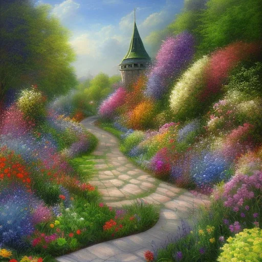 garden have many forms and road and many flowers and colors. the beautifull garden in the world