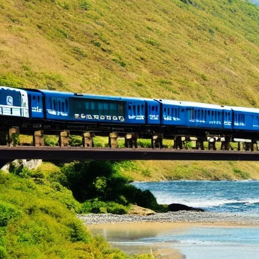 Train riding over oceanen