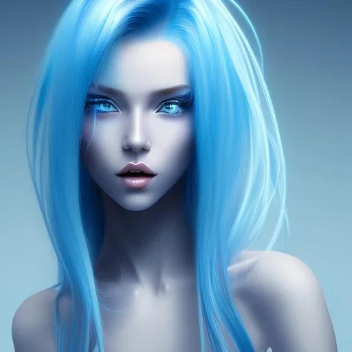 femme,cheveux bleu,yeux bleus,peau bleau,combinaison spatiale,lumière