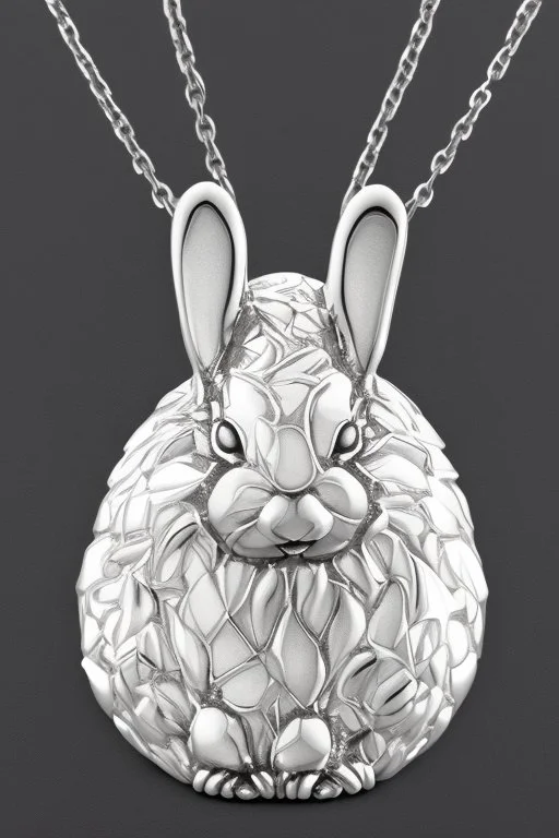 White gold rabbit necklace back white