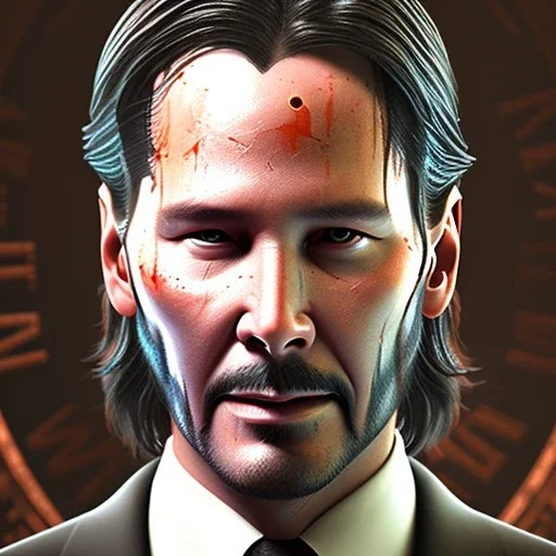 Mystery John wick,Ambiance dramatique, hyperrealisme, 8k, high quality, lot of details, fit within portrait