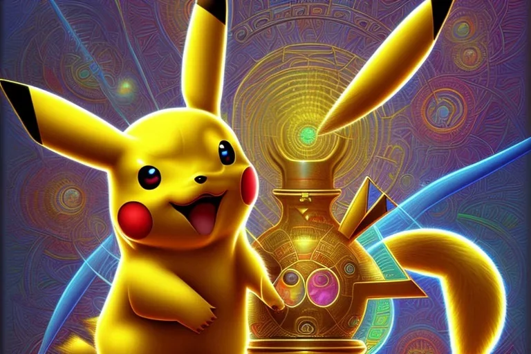 A painting of pikachu by Alex Grey