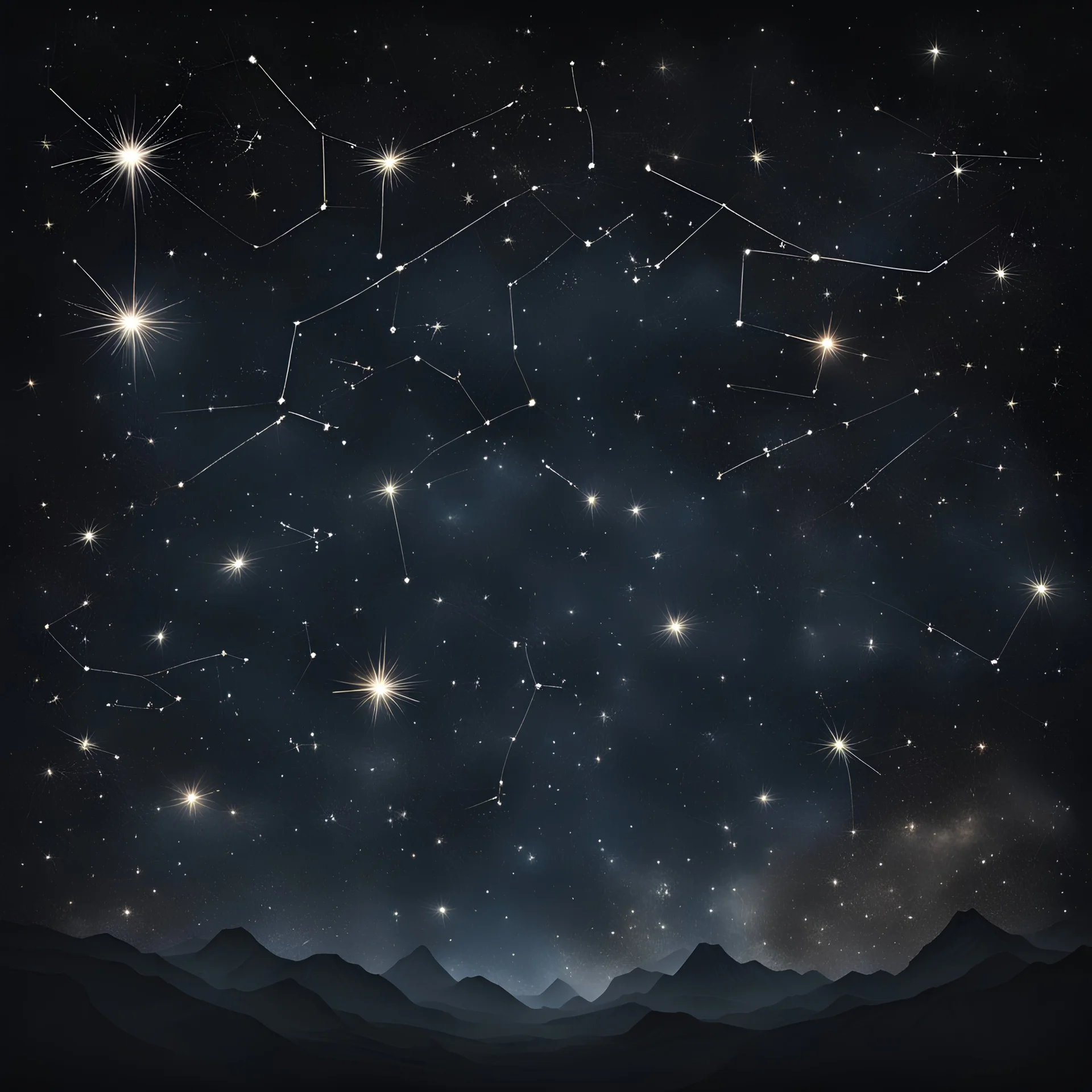 constellations on a night sky, glowing stars, high resolution, black background