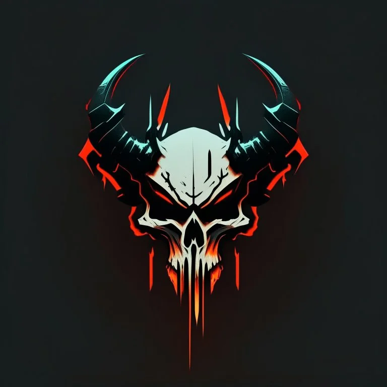 minimalistic cyberpunk demon skull logo