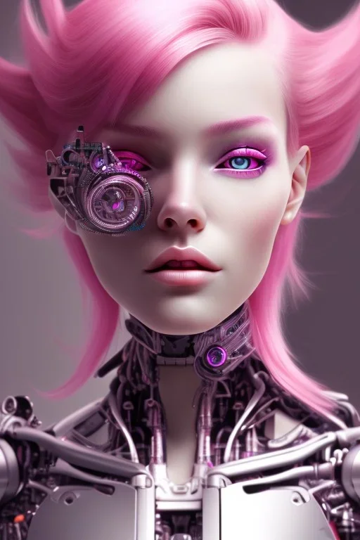 cyborg, pink hair,seven , perfekt, real, dream