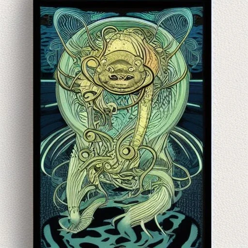 microcosm with planktonic kaiju style art nouveau