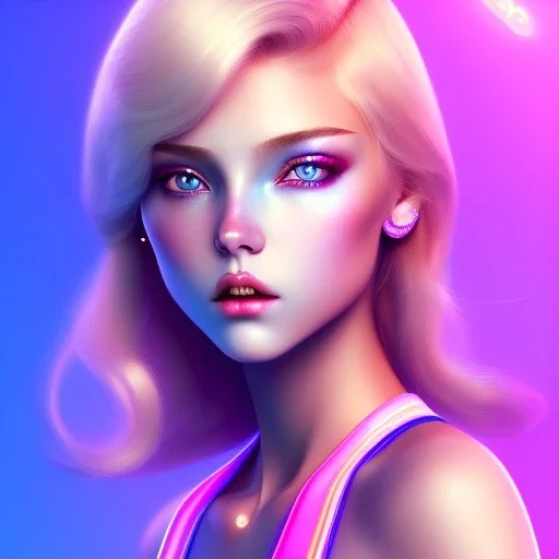 blonde woman teenager, purpurin, velvet coat, gradient color, BLUE, PINK, CYAN, neon, insanely detailed, 16k resolution, perfect eyes, cinematic smooth, intricate detail